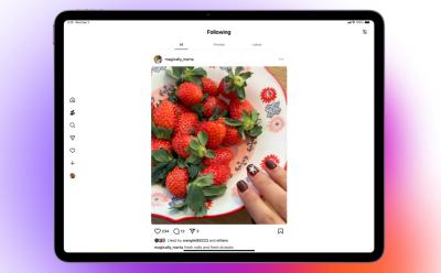 Photo of strawberries on Instagram app for iPad