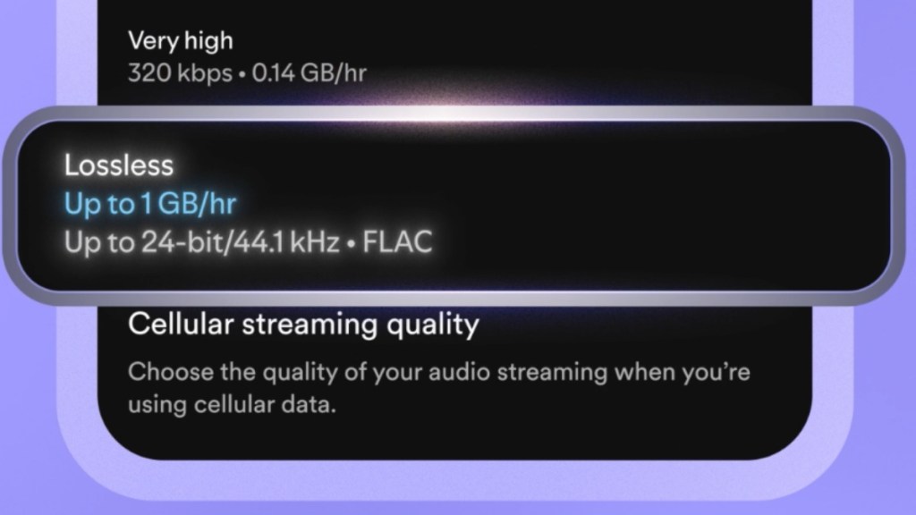 Spotify Lossless audio quality details overview