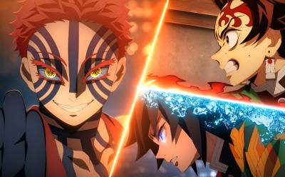 Tanjiro, Giyu, and Akaza in Demon Slayer Infinity Castle movie