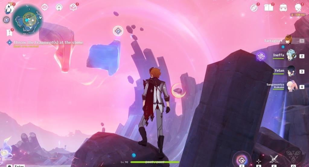 Throw the fragments at the stone for the second time Genshin Impact