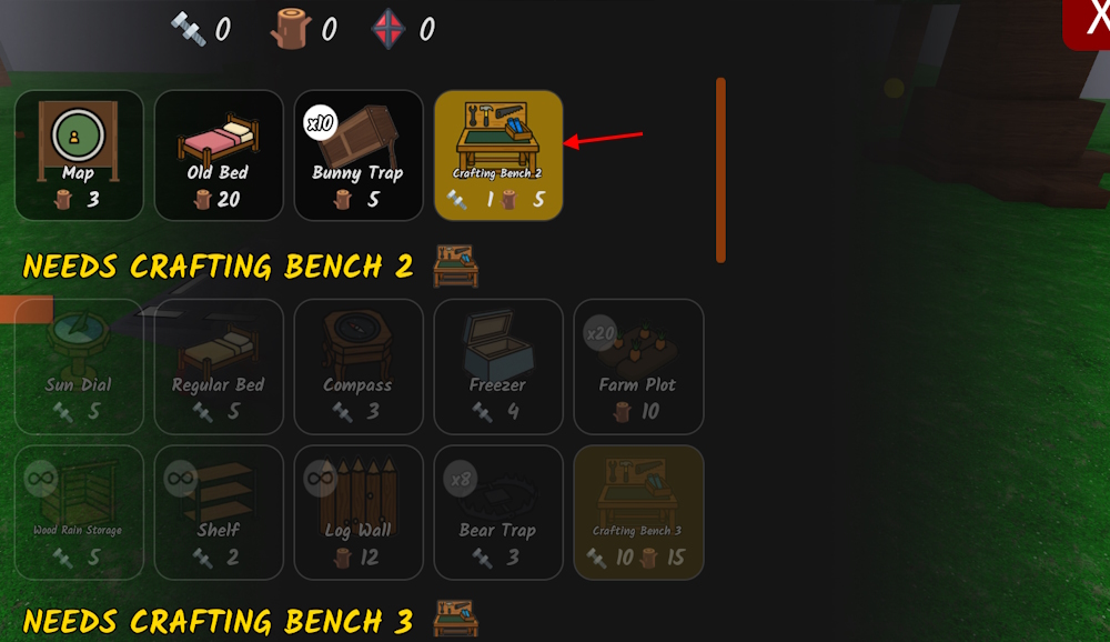 Upgrade Crafting Bench in 99 Nights in the Forest