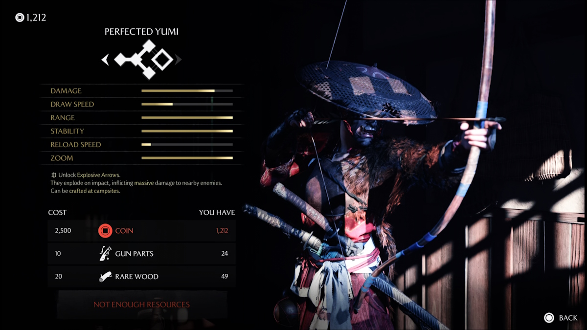 Yumi bow's upgrades in Ghost of Yotei