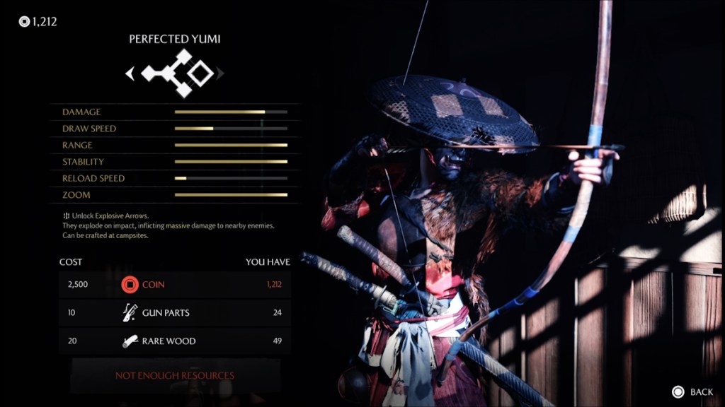Yumi bow's upgrades in Ghost of Yotei