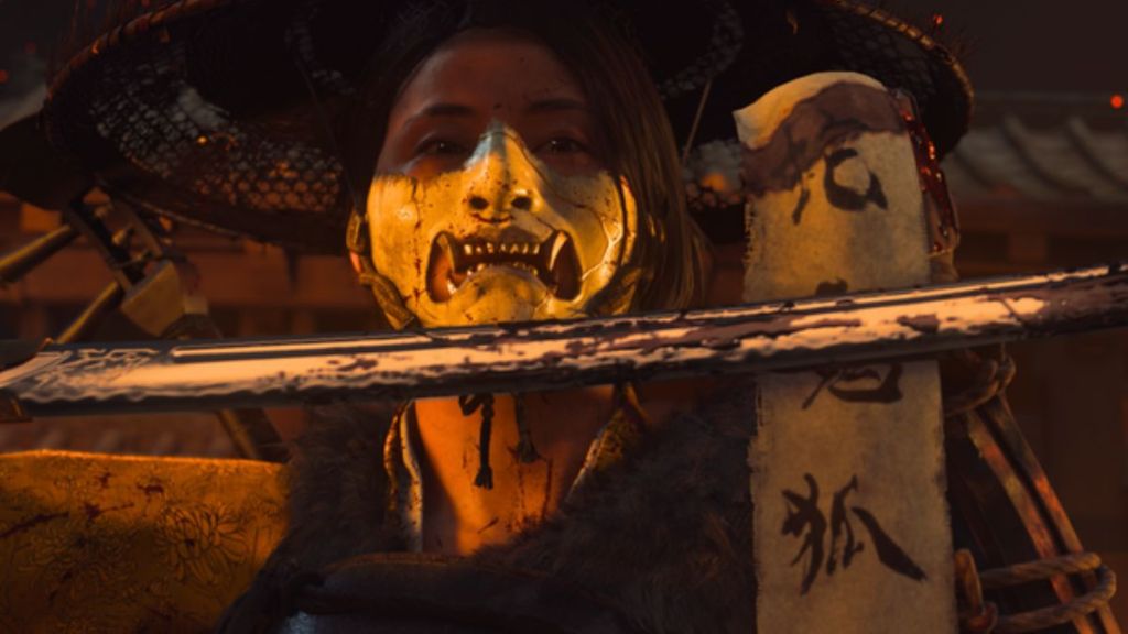 Atsu wiping blood on Kill List in Ghost of Yotei