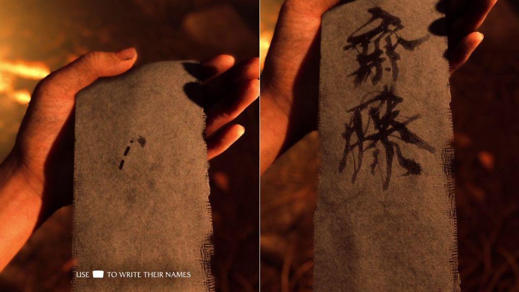 Atsu Writing Names in Ghost of Yotei