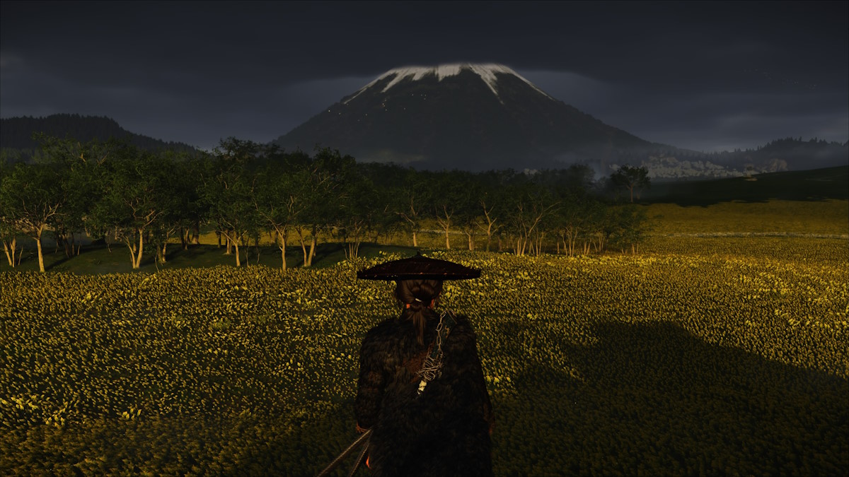 Atsu in front of Mount Yotei