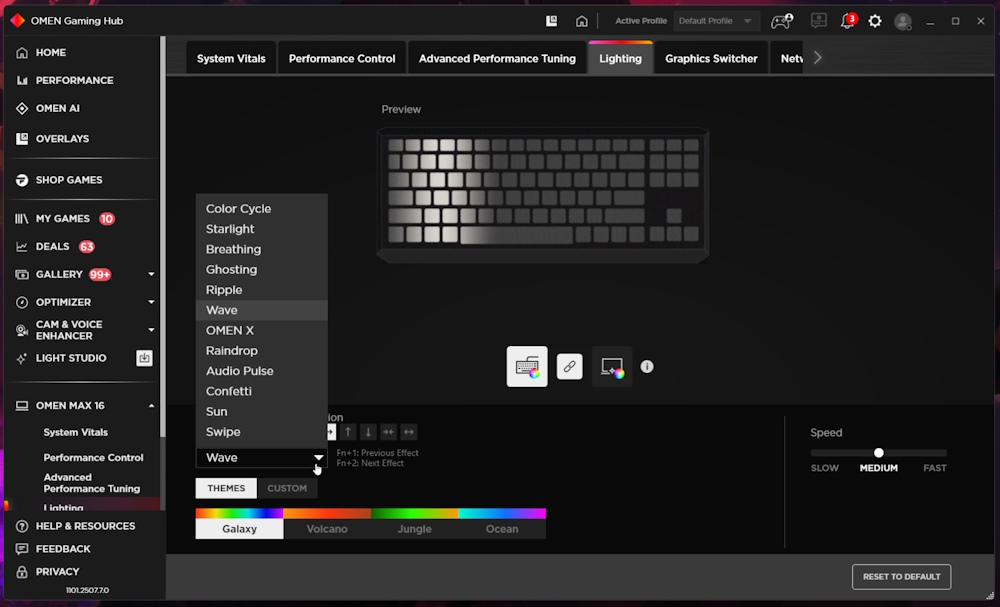hp omen max 16 - keyboard rgb cycle