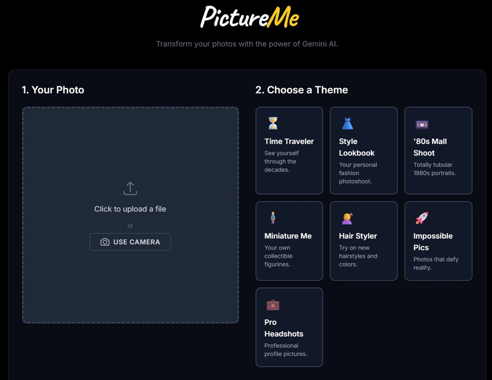 pictureme in gemini in different styles