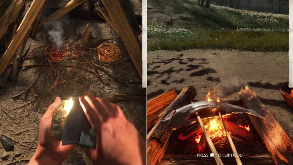 Camp Flint Rock and Fish in Ghost of Yotei
