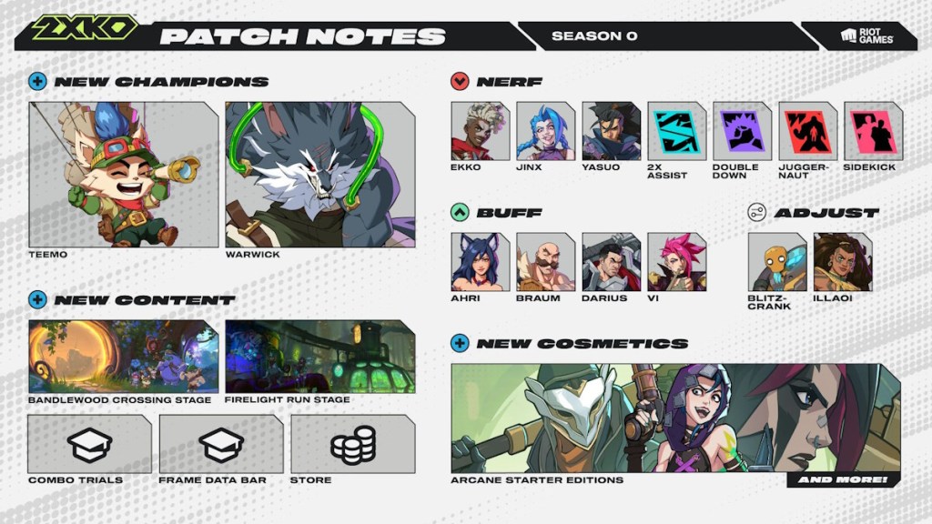 2XKO Update 1.01 and Season 0 Patch Notes