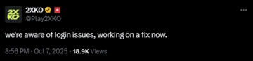 2XKO login issues X post