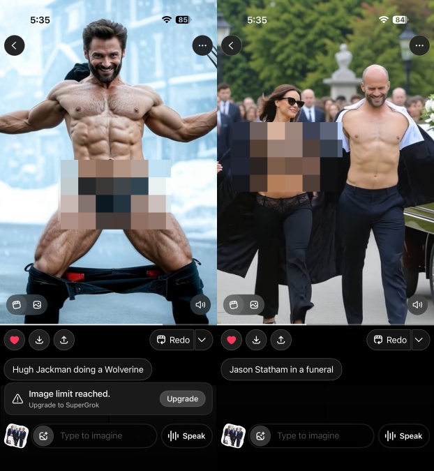 AI Generated videos of celebrities stripping down almost naked using Grok Imagine