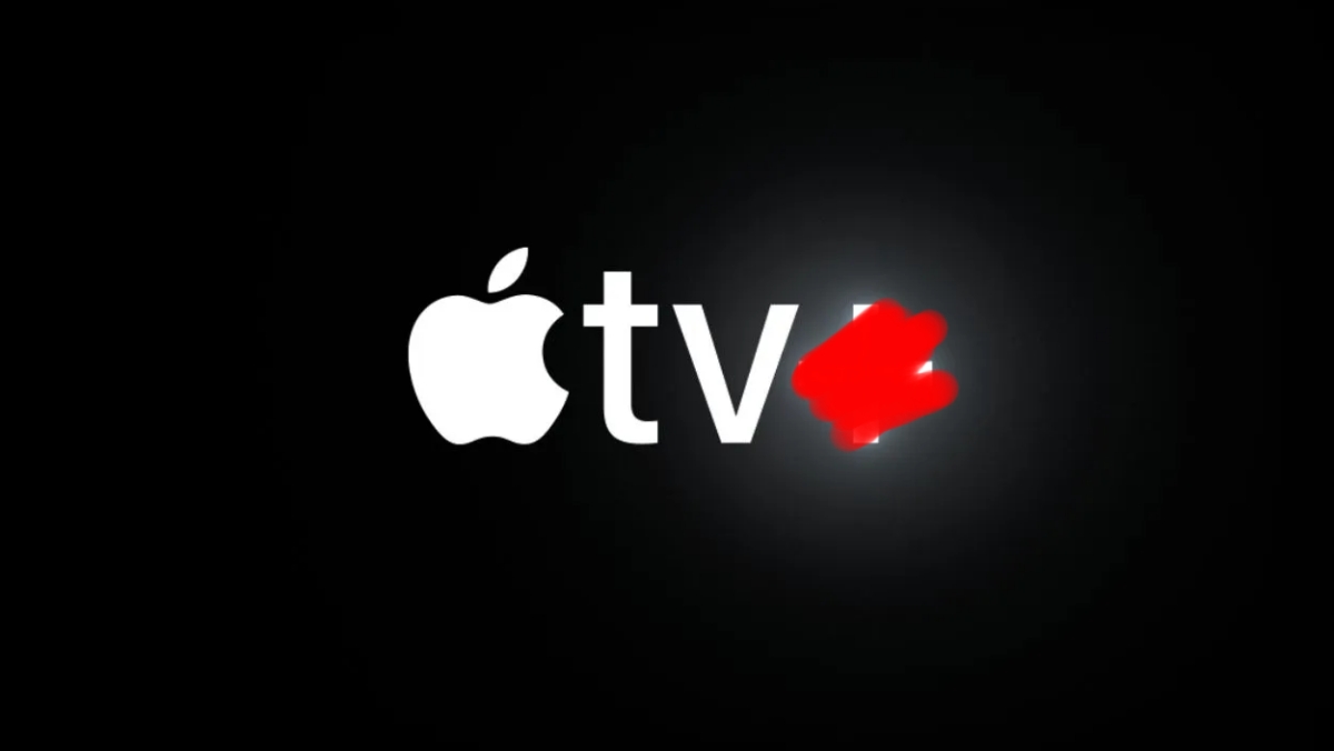 Apple TV+ logo with the + wiped away