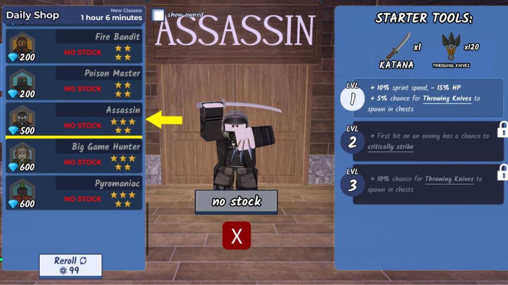 99 Nights in the Forest Assassin Class