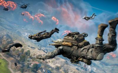 Soldiers gliding through the air in BF6 Battle Royale