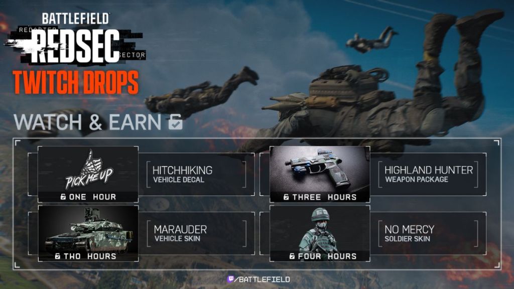 Battlefield Redsec Twitch Drops rewards graphic