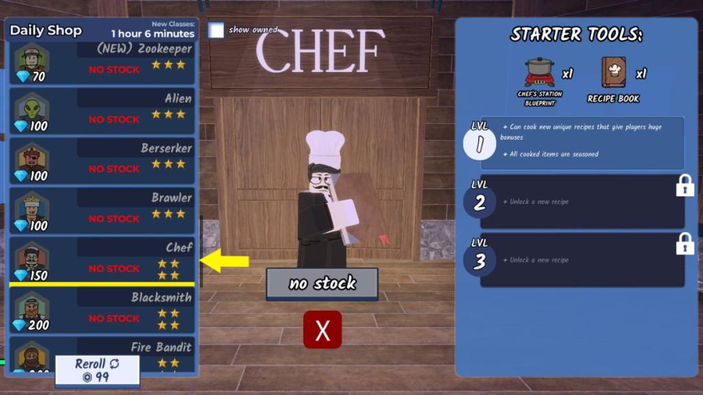 99 Nights in the Forest Chef Class