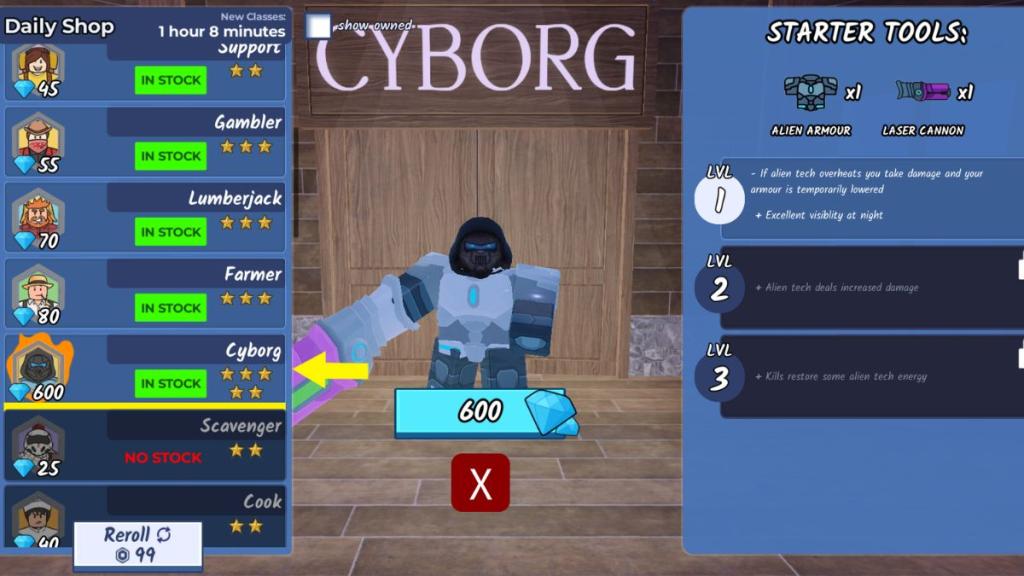 99 Nights in the Forest Cyborg Class