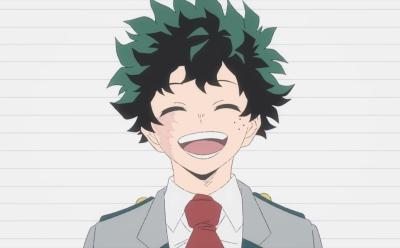 Izuku Midoriya smiling at the end of MHA