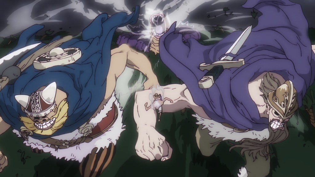 Dorry and Brogy escaping from St. JuPeter's vortex attack