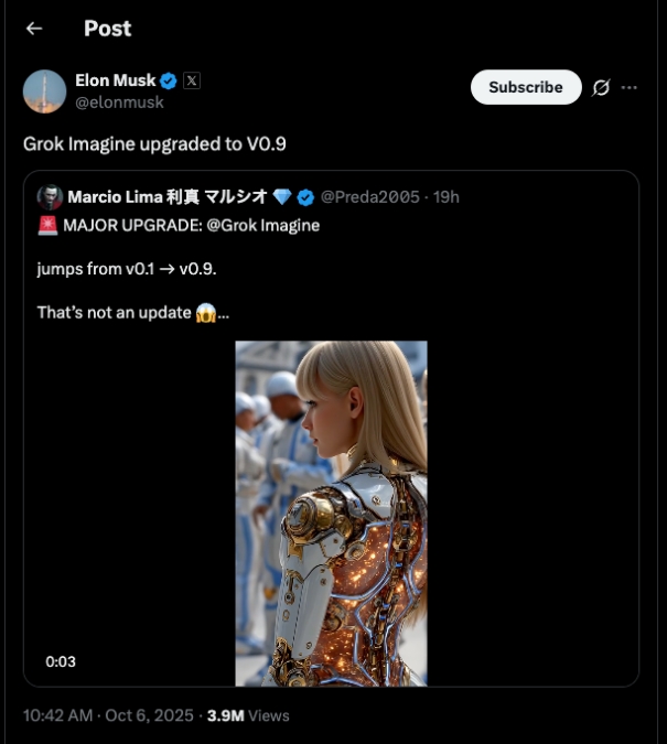 Elon-Musk-announcing-the-latest-Grok-Imagine-Update