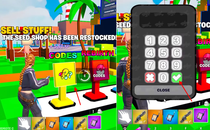 Fruits vs Brainrots codes Fortnite redeem