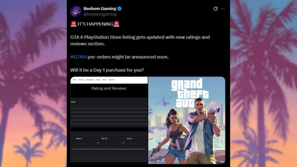 GTA 6 PS Store Update Tweet From Beebom Gaming