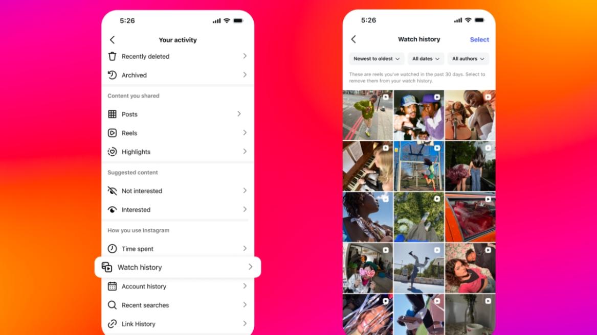 Instagram Watch History Feature Showcase