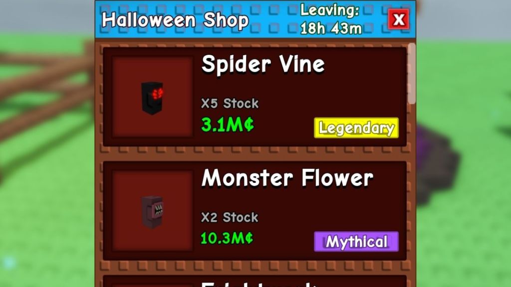 Items in Grow a Garden Halloween Merchant