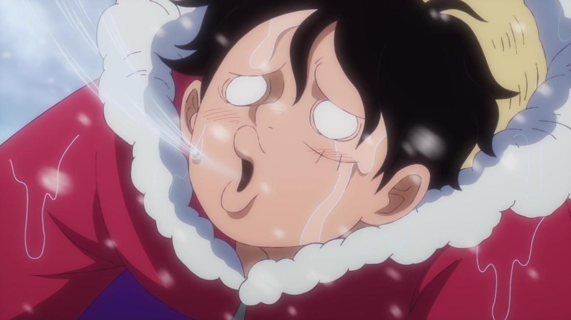 Luffy after drowning in One Piece anime