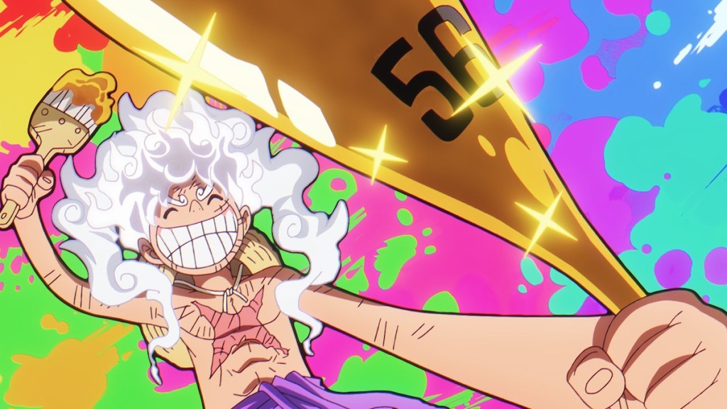 Luffy painting a baseball bat