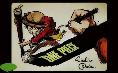 Oda drawing Luffy