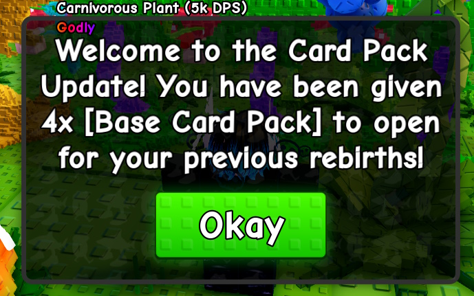 Rebirth card packs in Plants vs Brainrots