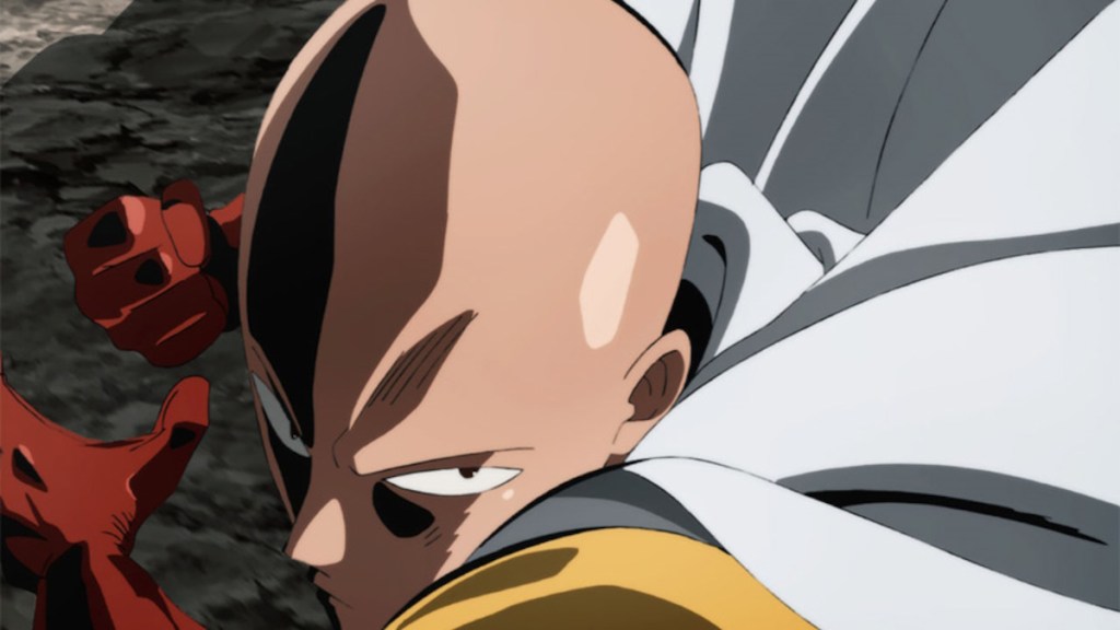 Saitama about to punch in One Punch Man anime