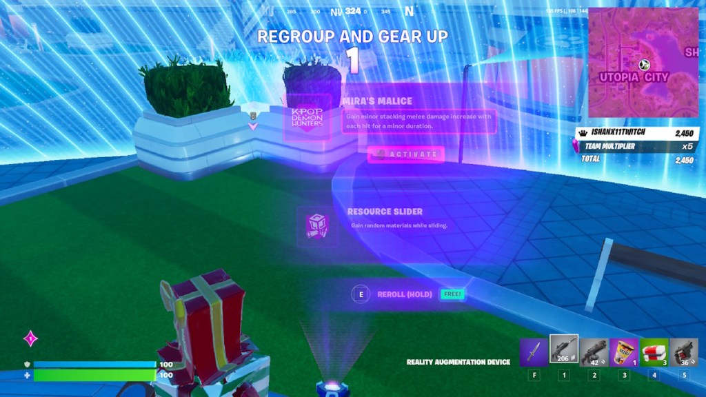 Skill selection in Fortnite Demon Rush