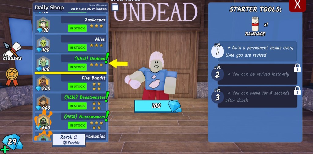 Undead Class 99 Nights in the Forest