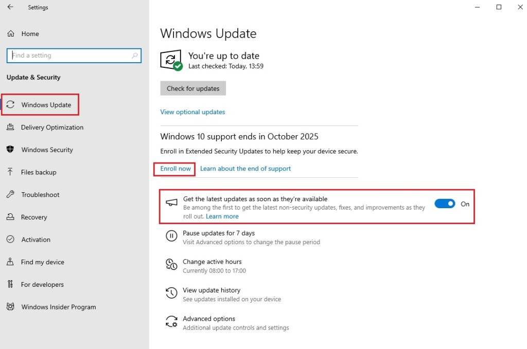enroll into esu program in windows 10