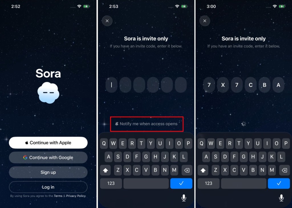 enter the invite code in the sora app