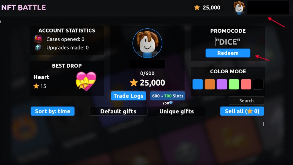 redeem Roblox NFT battle codes