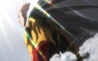 Saitama in full power in OPM anime