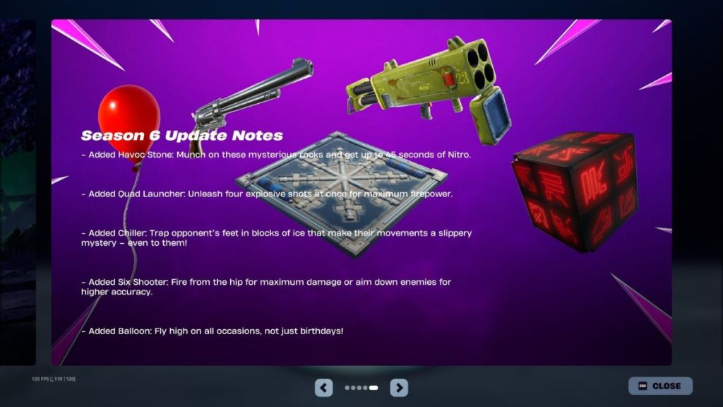 Fortnite OG Season 6 Update Notes