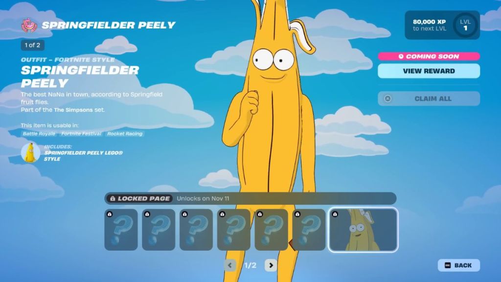 Fortnite Springfield Peely Rewards