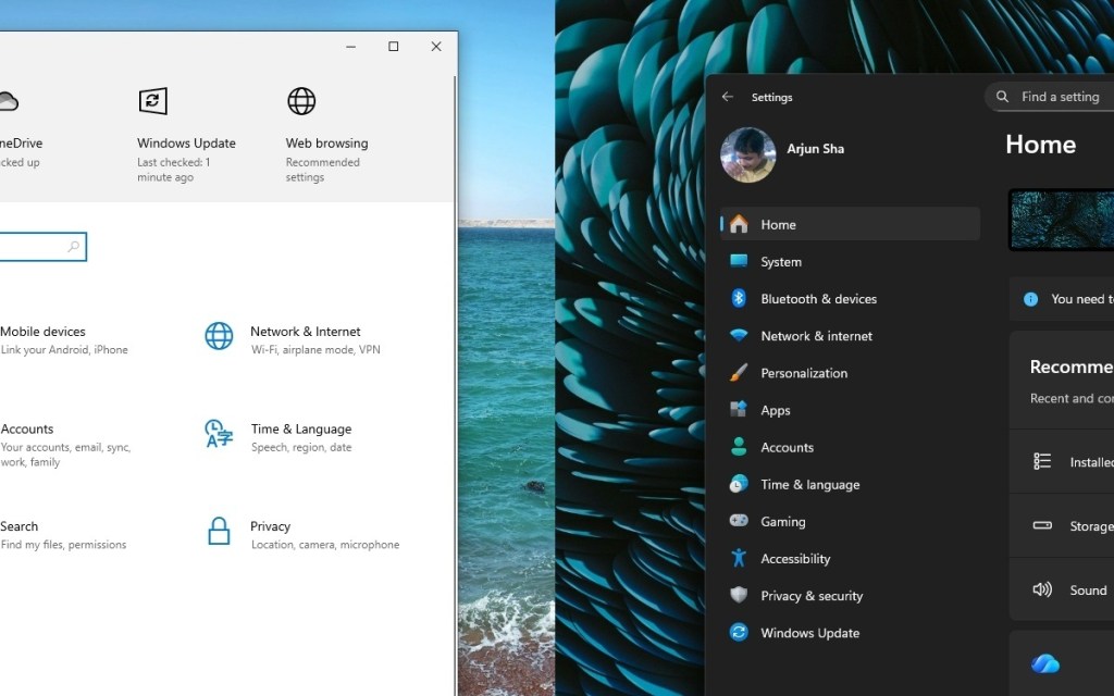 windows 10 vs 11 UI
