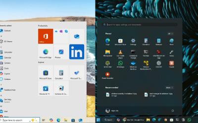 windows 10 vs windows 11 start menu