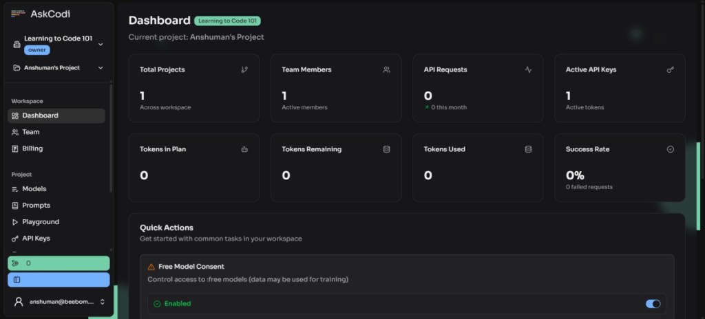 AskCodi AI coding learning agent screenshot