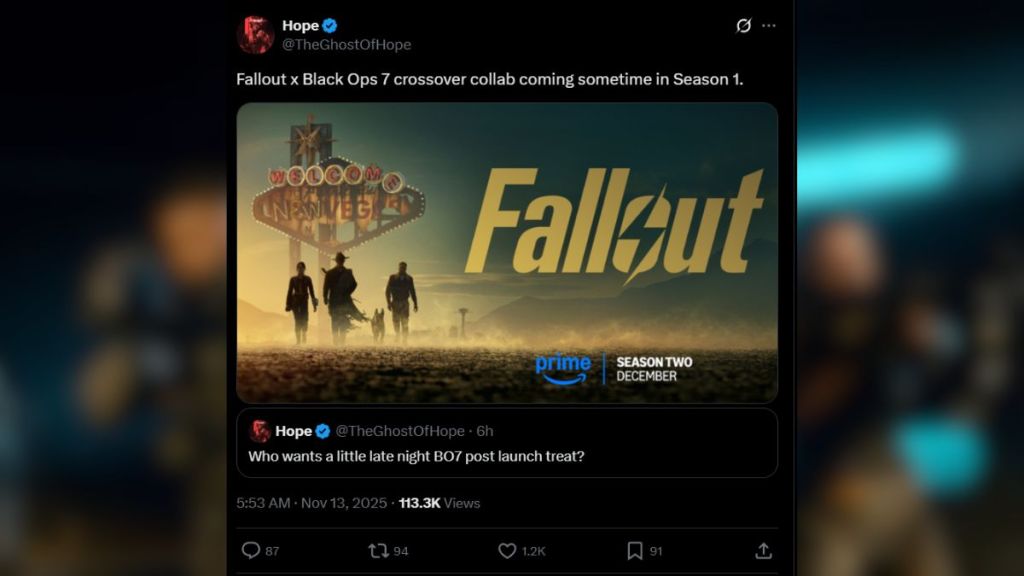 X post revealing Fallout x Black Ops 7 crossover