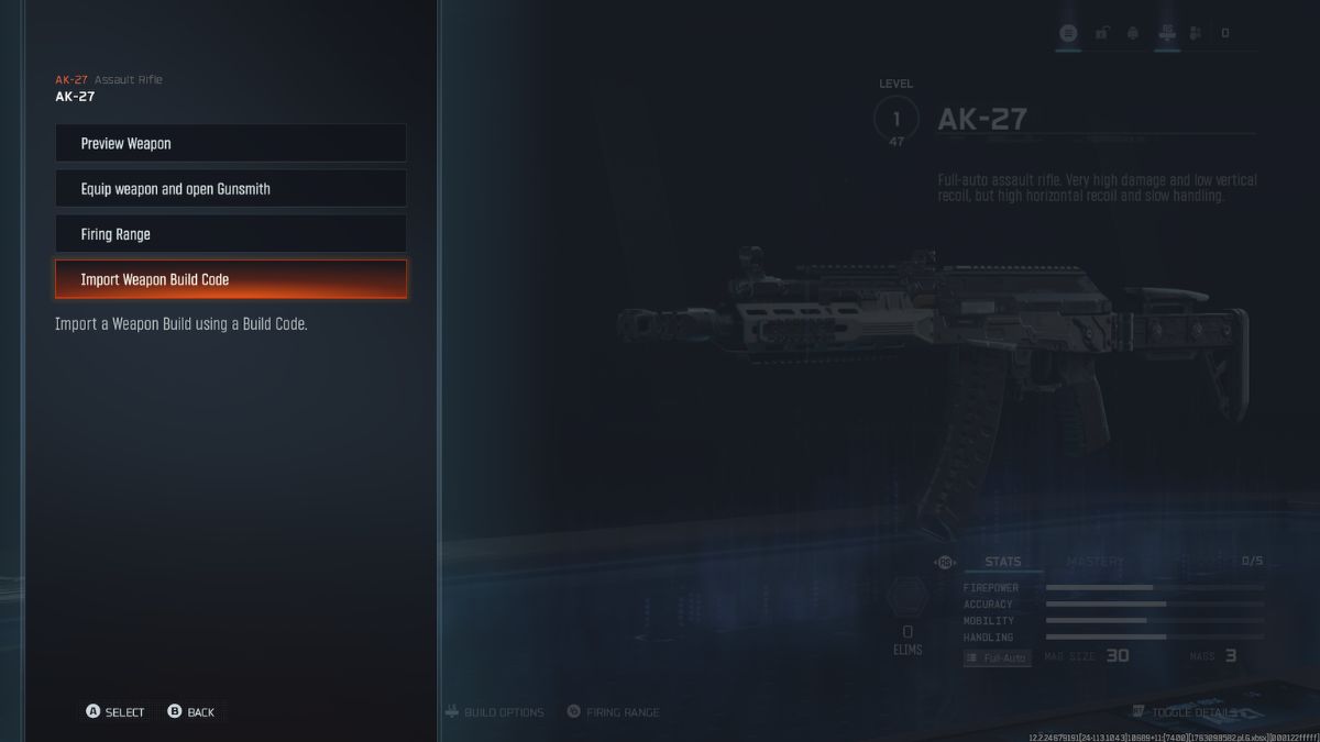 Black Ops 7 Import Weapon Build Code Option