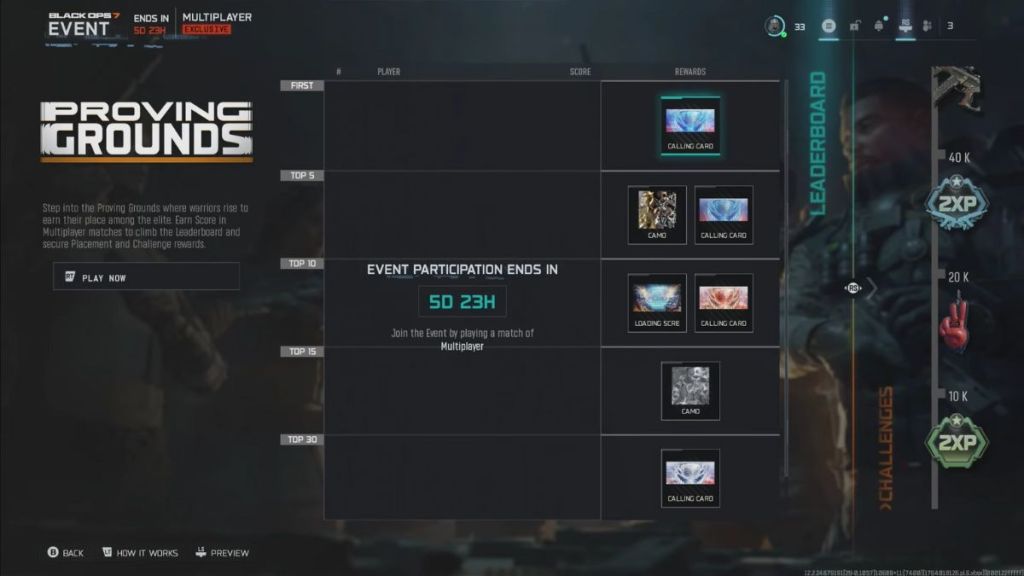Black Ops 7 Proving Grounds Rewards Page