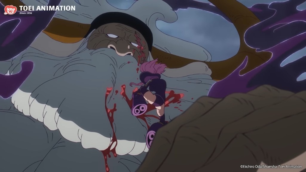 Bonney attacks St. Saturn in One Piece