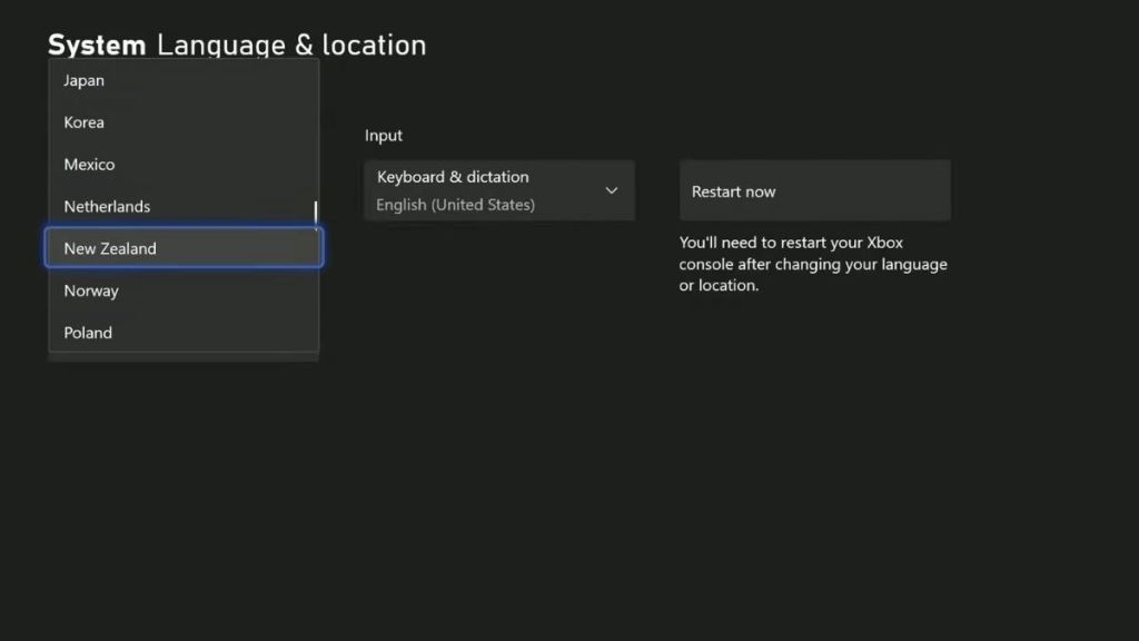 Changing time zones on Xbox